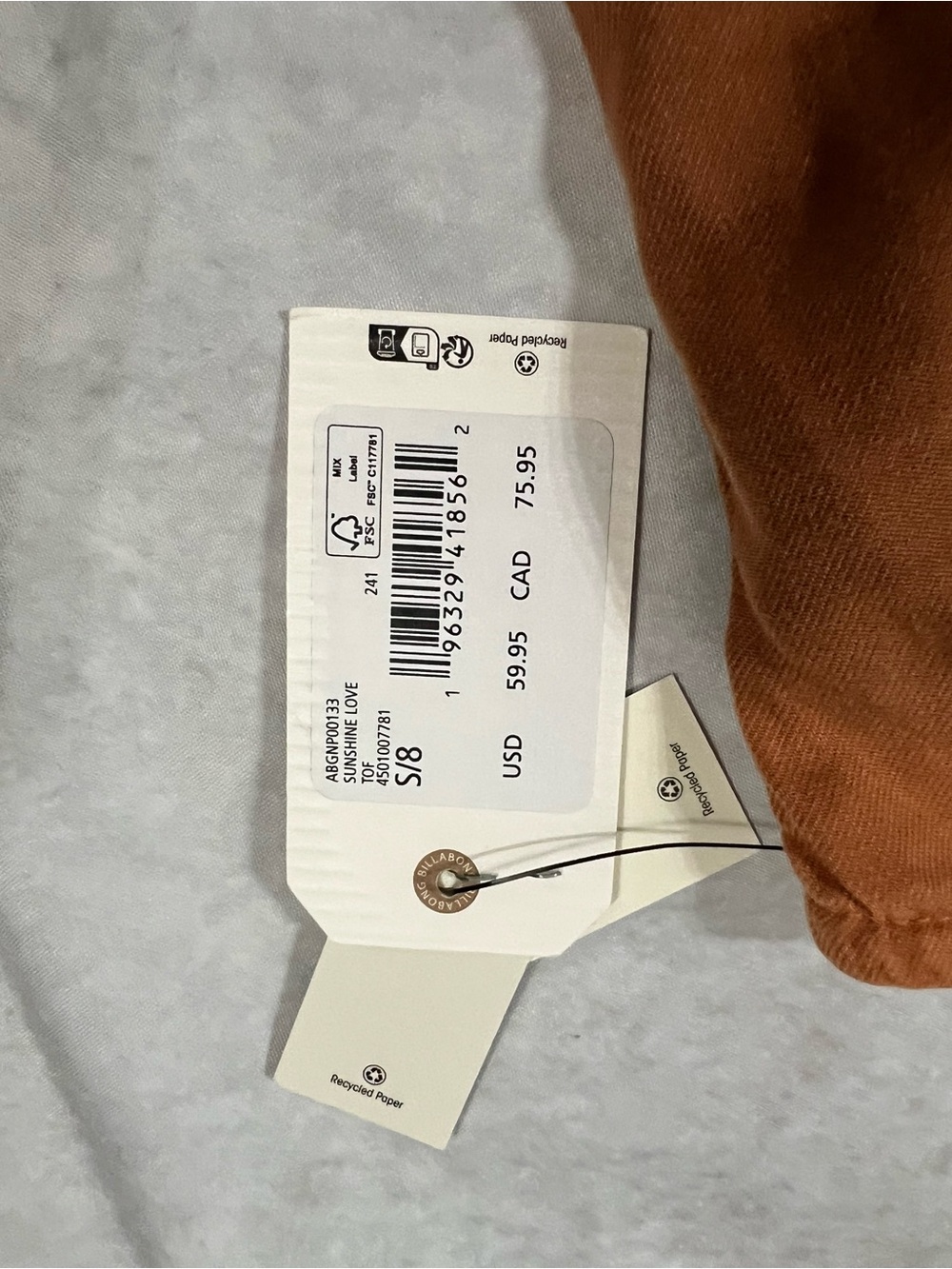 Billabong Rust Orange Button-Front Wide-Leg Jumpsuit - Picture 4 of 7